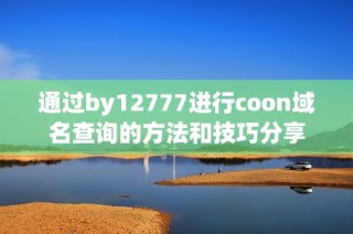 通过by12777进行coon域名查询的方法和技巧分享