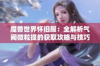魔兽世界怀旧服：全解析气阀微粒提的获取攻略与技巧