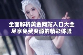 全面解析黄金网站入口大全尽享免费资源的精彩体验