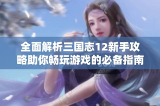 全面解析三国志12新手攻略助你畅玩游戏的必备指南