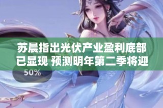 苏晨指出光伏产业盈利底部已显现 预测明年第二季将迎来向上反转的机会