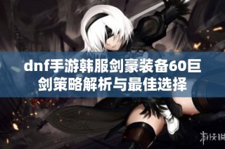 dnf手游韩服剑豪装备60巨剑策略解析与最佳选择