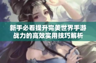 新手必看提升完美世界手游战力的高效实用技巧解析
