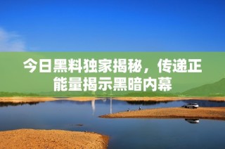 今日黑料独家揭秘，传递正能量揭示黑暗内幕