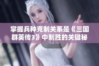 掌握兵种克制关系是《三国群英传3》中制胜的关键秘籍