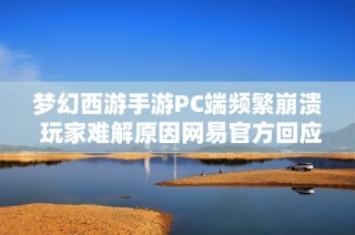 梦幻西游手游PC端频繁崩溃 玩家难解原因网易官方回应