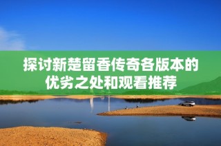 探讨新楚留香传奇各版本的优劣之处和观看推荐