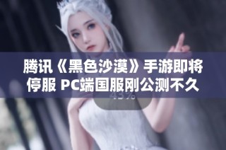 腾讯《黑色沙漠》手游即将停服 PC端国服刚公测不久引热议