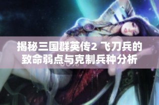 揭秘三国群英传2 飞刀兵的致命弱点与克制兵种分析