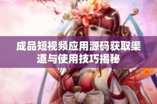成品短视频应用源码获取渠道与使用技巧揭秘