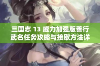 三国志 13 威力加强版善行武名任务攻略与接取方法详细解析