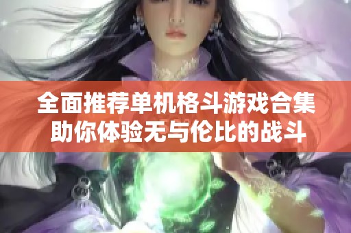 全面推荐单机格斗游戏合集 助你体验无与伦比的战斗快感