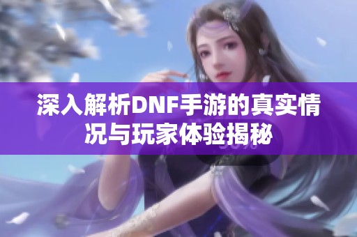 深入解析DNF手游的真实情况与玩家体验揭秘