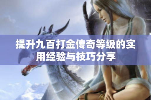 提升九百打金传奇等级的实用经验与技巧分享