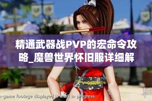 精通武器战PVP的宏命令攻略_魔兽世界怀旧服详细解析