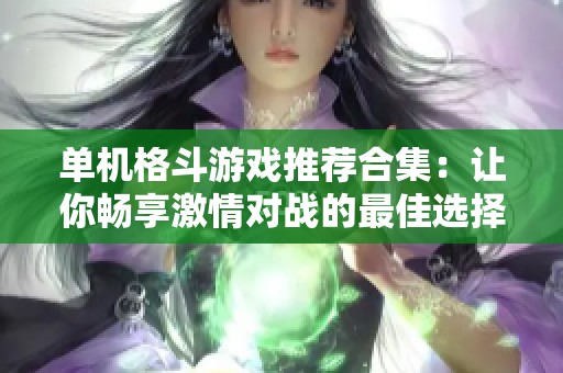 单机格斗游戏推荐合集：让你畅享激情对战的最佳选择
