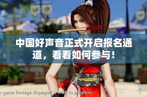 中国好声音正式开启报名通道，看看如何参与！
