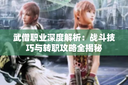 武僧职业深度解析：战斗技巧与转职攻略全揭秘