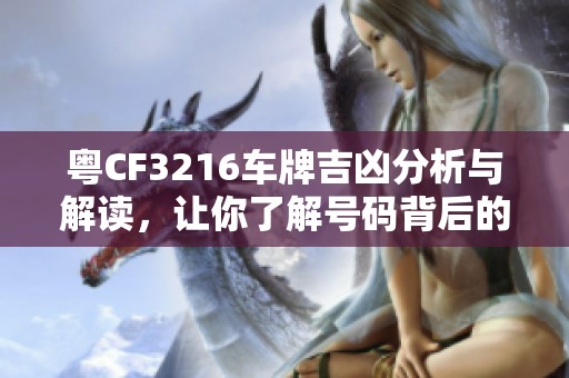 粤CF3216车牌吉凶分析与解读，让你了解号码背后的命运玄机