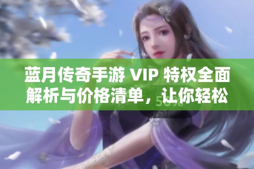 蓝月传奇手游 VIP 特权全面解析与价格清单，让你轻松了解优待内容