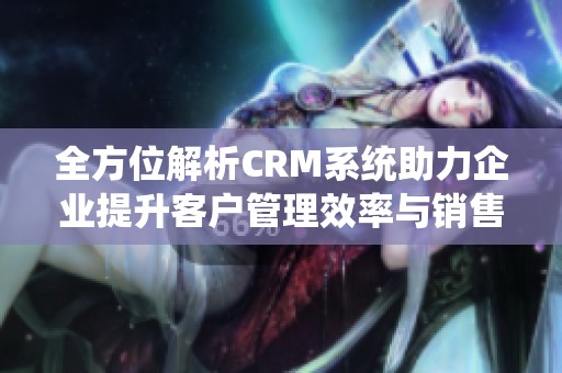 全方位解析CRM系统助力企业提升客户管理效率与销售业绩