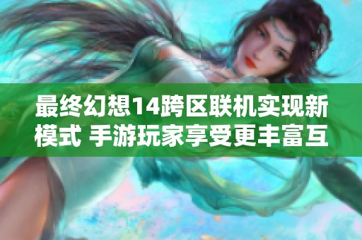 最终幻想14跨区联机实现新模式 手游玩家享受更丰富互动体验