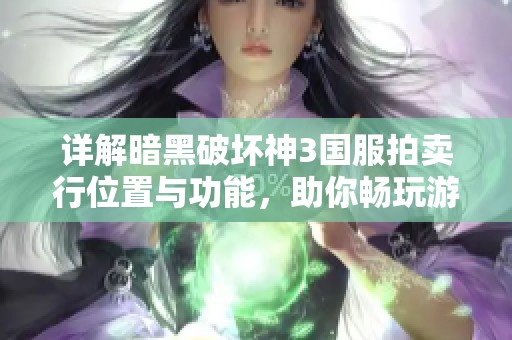 详解暗黑破坏神3国服拍卖行位置与功能，助你畅玩游戏
