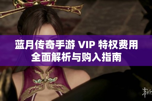 蓝月传奇手游 VIP 特权费用全面解析与购入指南