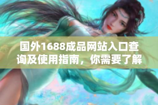 国外1688成品网站入口查询及使用指南，你需要了解的所有信息